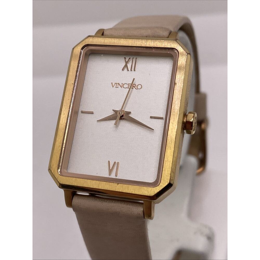 Vincero Womens Rose Gold Tank Watch Works New Battery